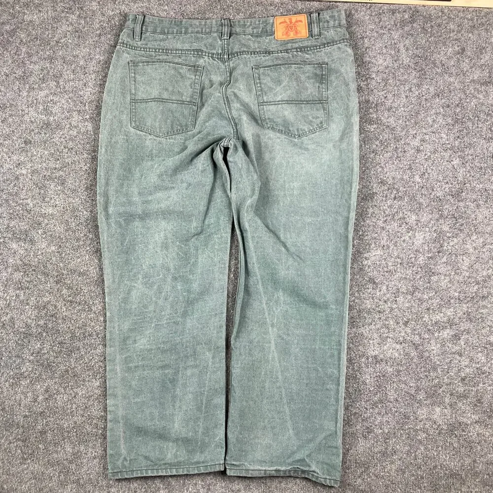 PJMark Straight Leg Jeans Mens Size 44x32 Green Relaxed Fit Denim Casual Vintage